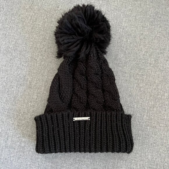 Michael Kors Black Chunky Cable Knit Winter Beanie Hat - Picture 1 of 3